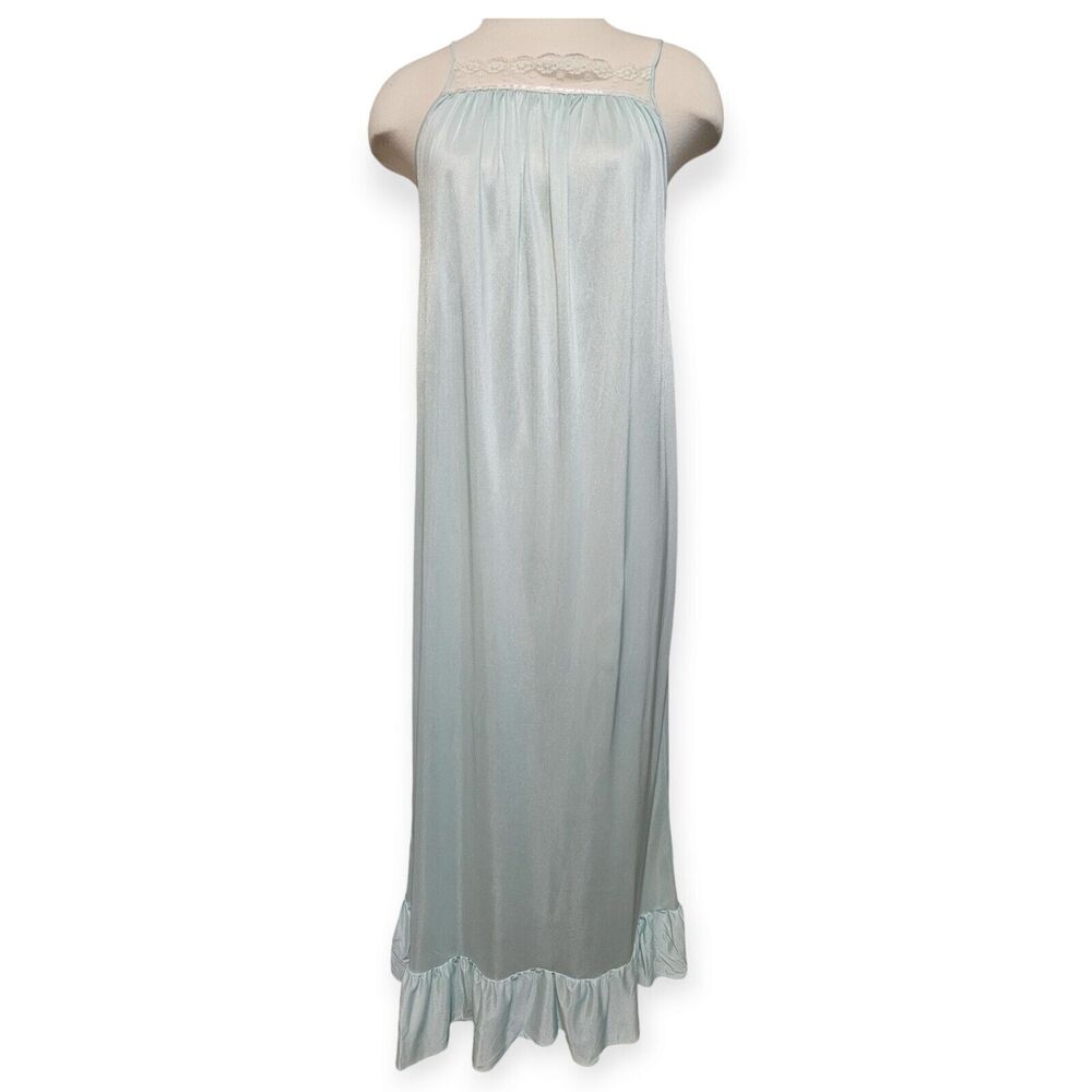 1970s Vintage Nightgown Nylon Blue Sears jr bazaar Size 11 Made In USA
